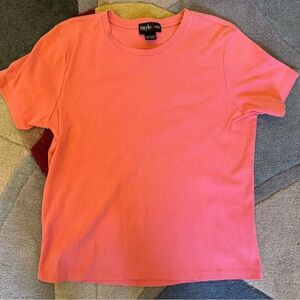 Style & Co Coral Pink Short Sleeve T-Shirt Large 100% Cotton Basic Tee